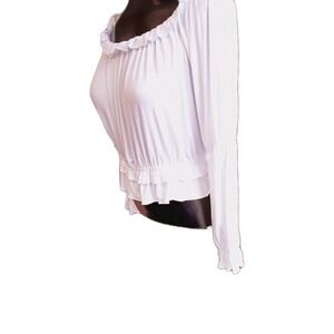 White Off The Shoulder Coquette Blouse With Ruffles Size Small Fairycore Peasant